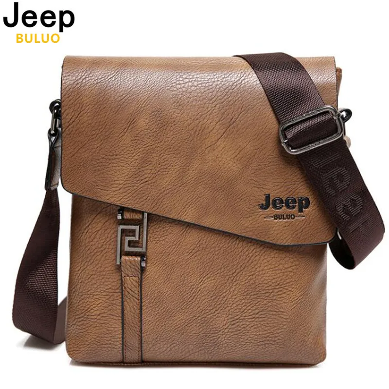 JEEP BULUO Fashion Men Bags Waterproof Cow Split Leather Messenger Bag