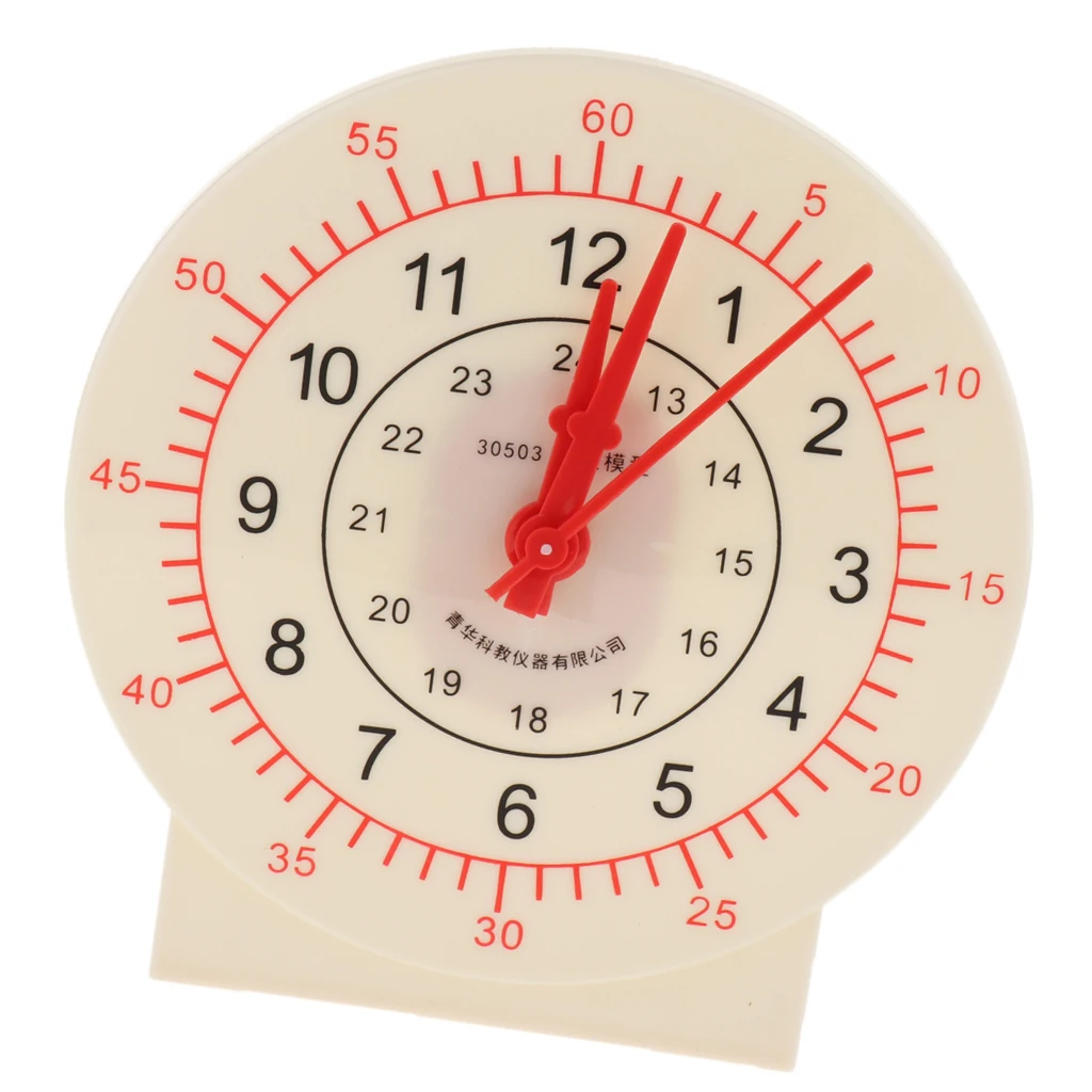 Funny Teaching Clock Learning Time Educational Toy Clock w/ Linkage Hand, Clear Dial Plate Teach Time & Number Puzzles