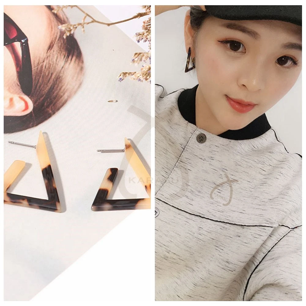 

Small Triangle Multi color Acrylic Acetate Acetic Acid Long Dangle Earrings Fashion Drop Earrings for Women Girl Jewelry