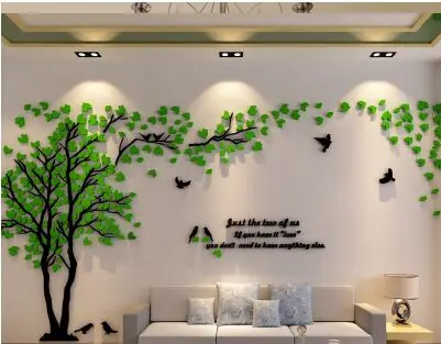3D большой размер Дерево ТВ фон настенные стикеры DIY настенный художественный плакат акриловая самоклеящаяся Настенная Наклейка украшение стены гостиной - Цвет: green-left