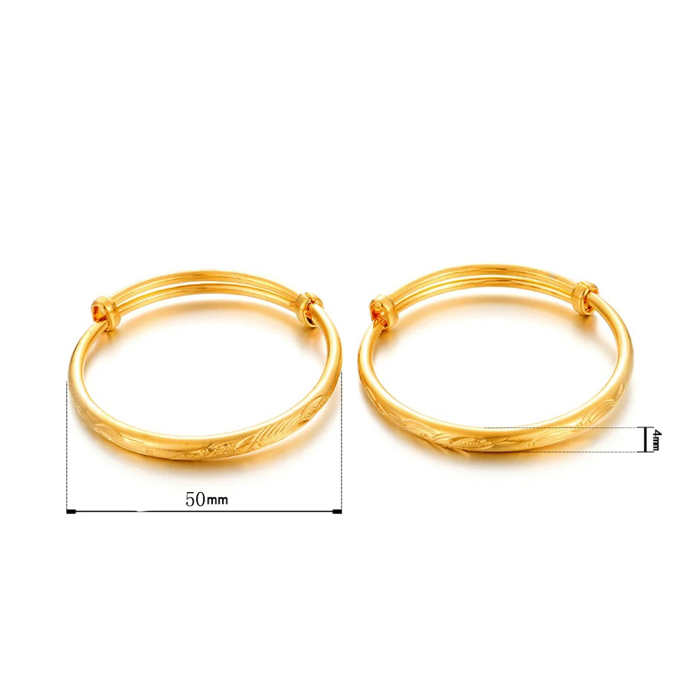 Bangle Bracelet 2pcs/lot Adjustable Gold Color Baby For Girls Kids