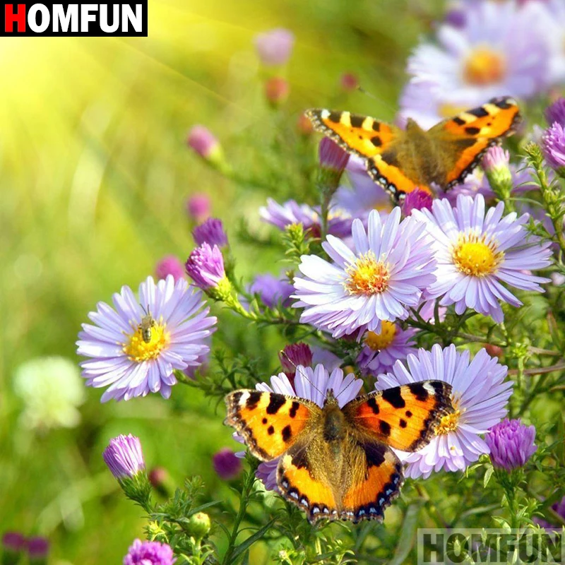 Алмазная 5D картина Homfun цветок бабочка вышивка крестиком мозаика из