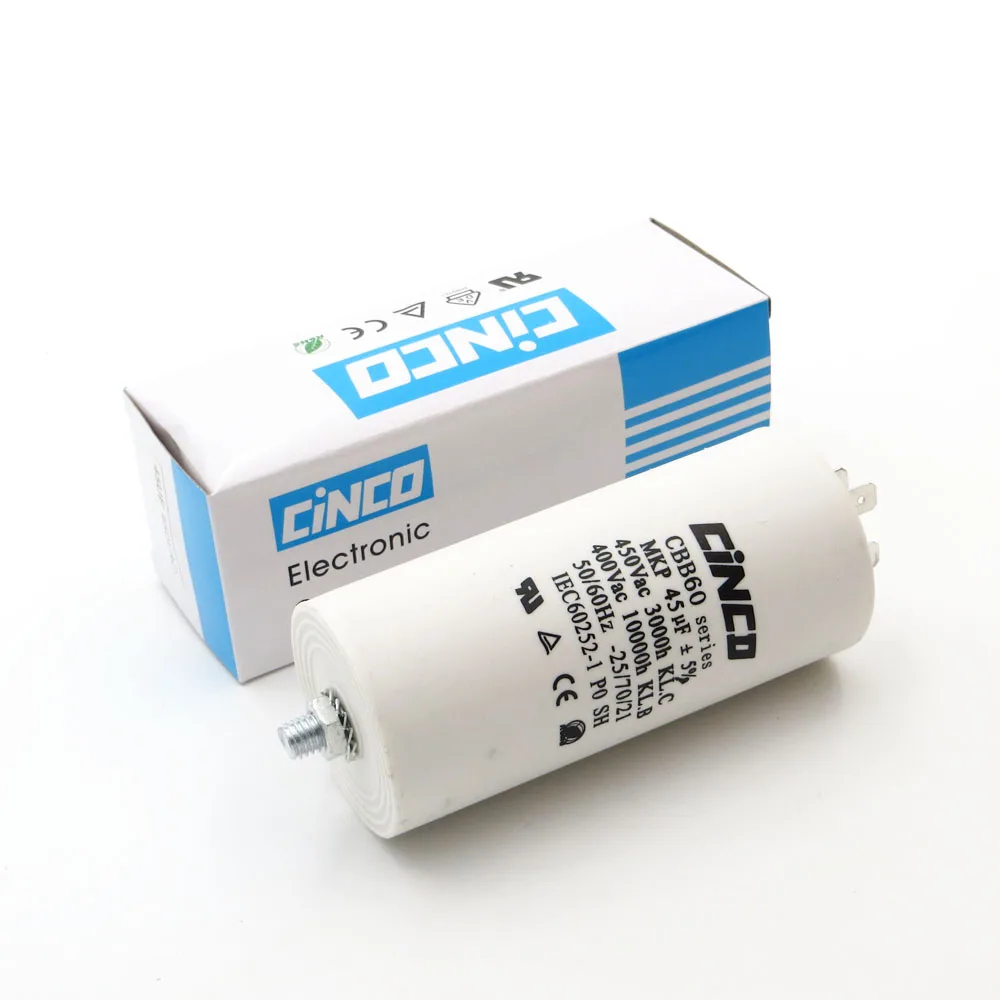 

45uF 400V 450V CBB60 Motor Run Capacitors 4pins SH DB Polypropylene Film Ac 450VAC Water Pump electrical engine 45mfd 45mf