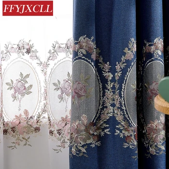 

Green Blue Thick Embroidered Velvet Curtains for Living Room Elegant Window Curtains for Bedroom Faux Linen Curtains Drapes