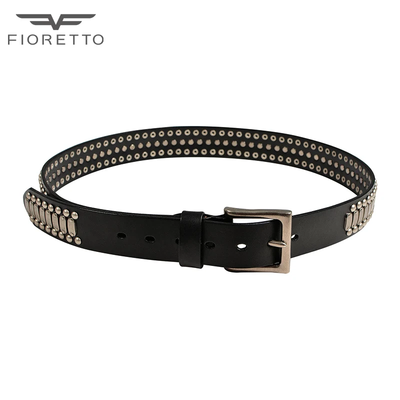 Мужской широкий ремень Fioretto черные повседневные ремни в стиле рок из натуральной