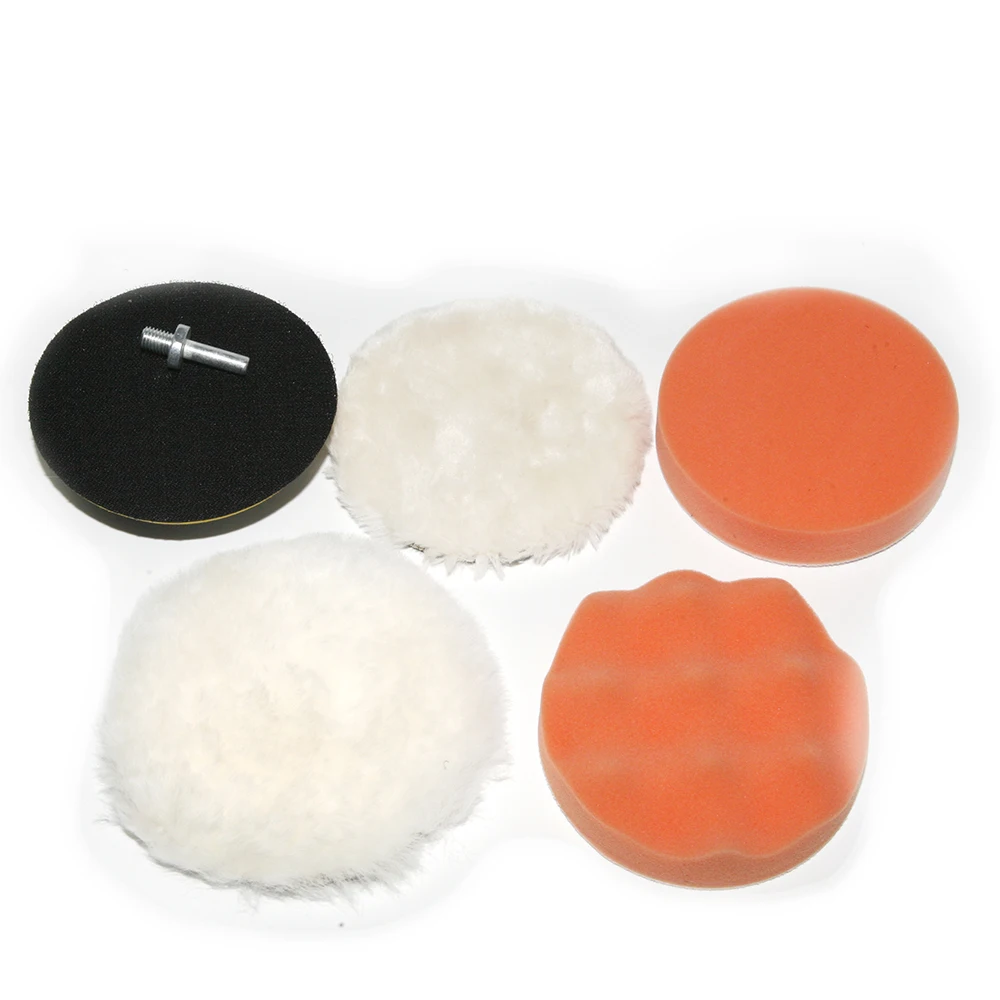 

6PCS 4" Wool&Foam waffle Pad Polishing&Buffer Polisher Pad Set Kit With M8 Shank Drill Adapter