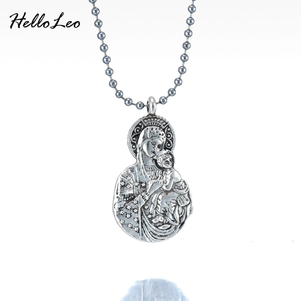 Вечной веры Для Женщин серебряные четки Ожерелья для мужчин Девы Марии и Иисуса Крест Подвески Цепочки и ожерелья Для женщин Jewelry