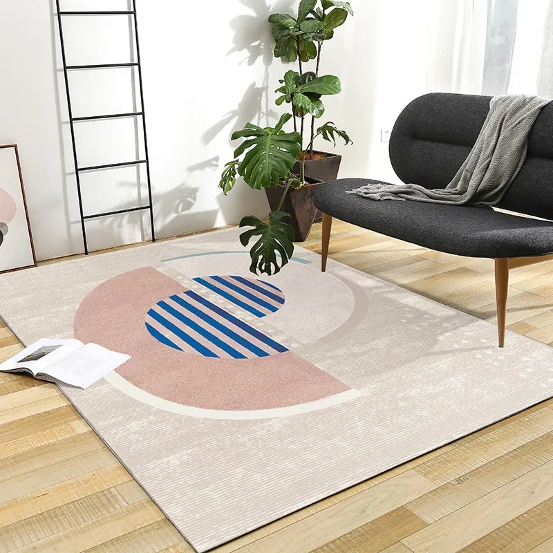 Cheap Pink color post-modern  decoration coffee table carpet  Nordic style big size bedside rug, INS geometric living room rug 1