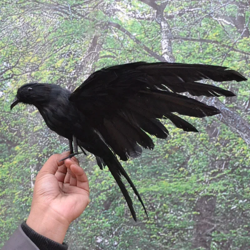 

creative new black simulation crow toy foam&feather wings crow doll gift about 40x25cm
