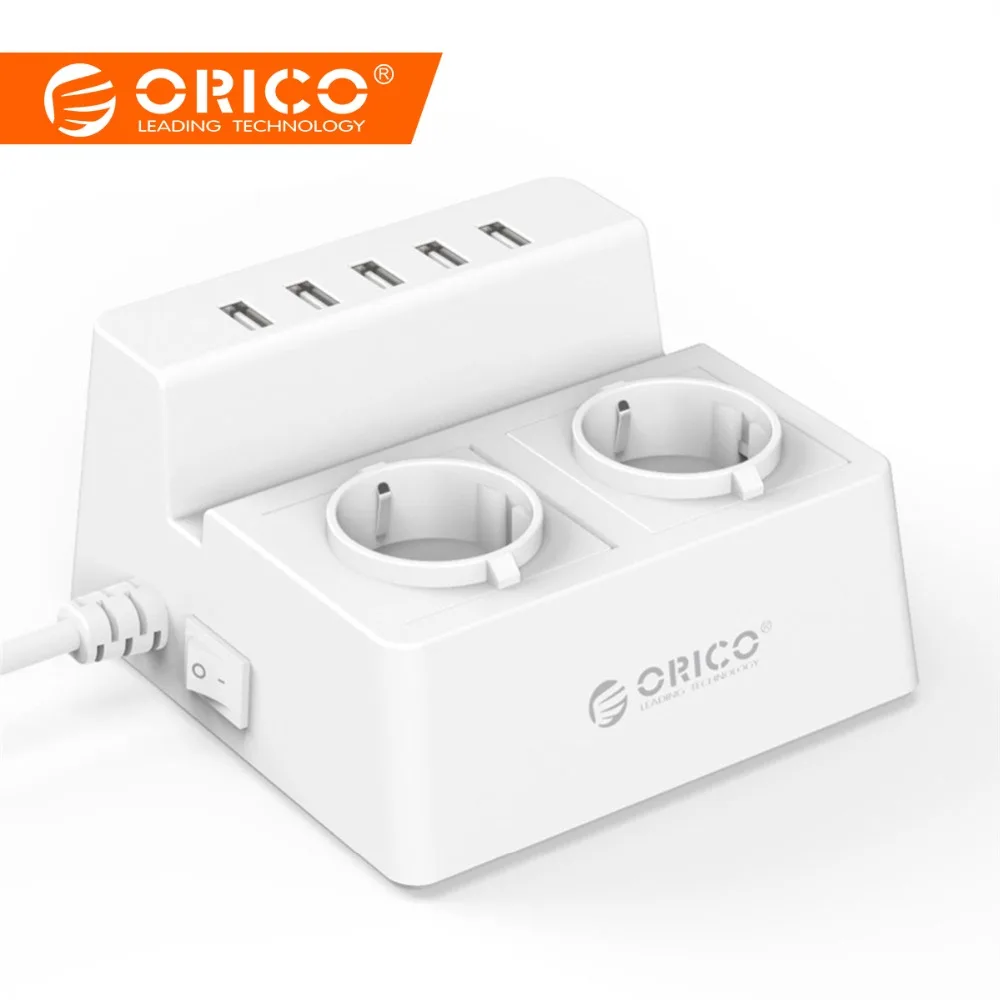 

ORICO ODC Office Home 2 AC Outlets Surge Protector EU UK Plug Power Strip with 5 Ports USB Charger 40W 1.5M Power Cord