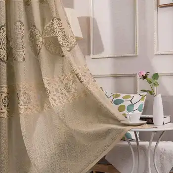 

Chinese Style Curtains for Living Room Screen Light Transparent Tulle Breathable Sheer Classical Jacquard Window Curtain Kitchen