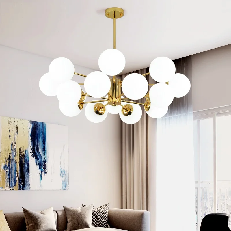 Bola de Vidro Pós-moderna Criativo Feijão Mágico Lustre Estilo Nórdico 2 vidro lustre lustre estilo Nórdico