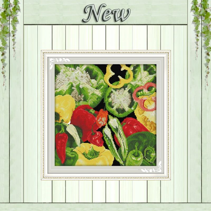 

Chillies vegetable home decor painting counted print on canvas DMC chinese Cross Stitch kits 11CT 14CT needlework Set embroidery