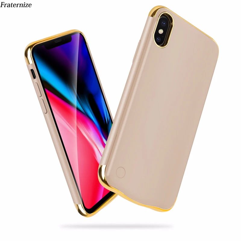 Тонкий ударопрочный чехол с покрытием для iPhone X 6 6S 7 8 Plus перезаряжаемый внешний