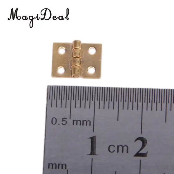 MagiDeal 12Pcs/Set Mini Cabinet Closet Mini Hinge for 1/12 Dollhouse Miniature Furniture DIY Toys Golden