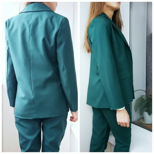 2018 Pure Color Simple Boyfriend Jacket Small Pants Slim Cuff Pant Office Lady Suit Femme Karxige High End Jacket Suit Lady