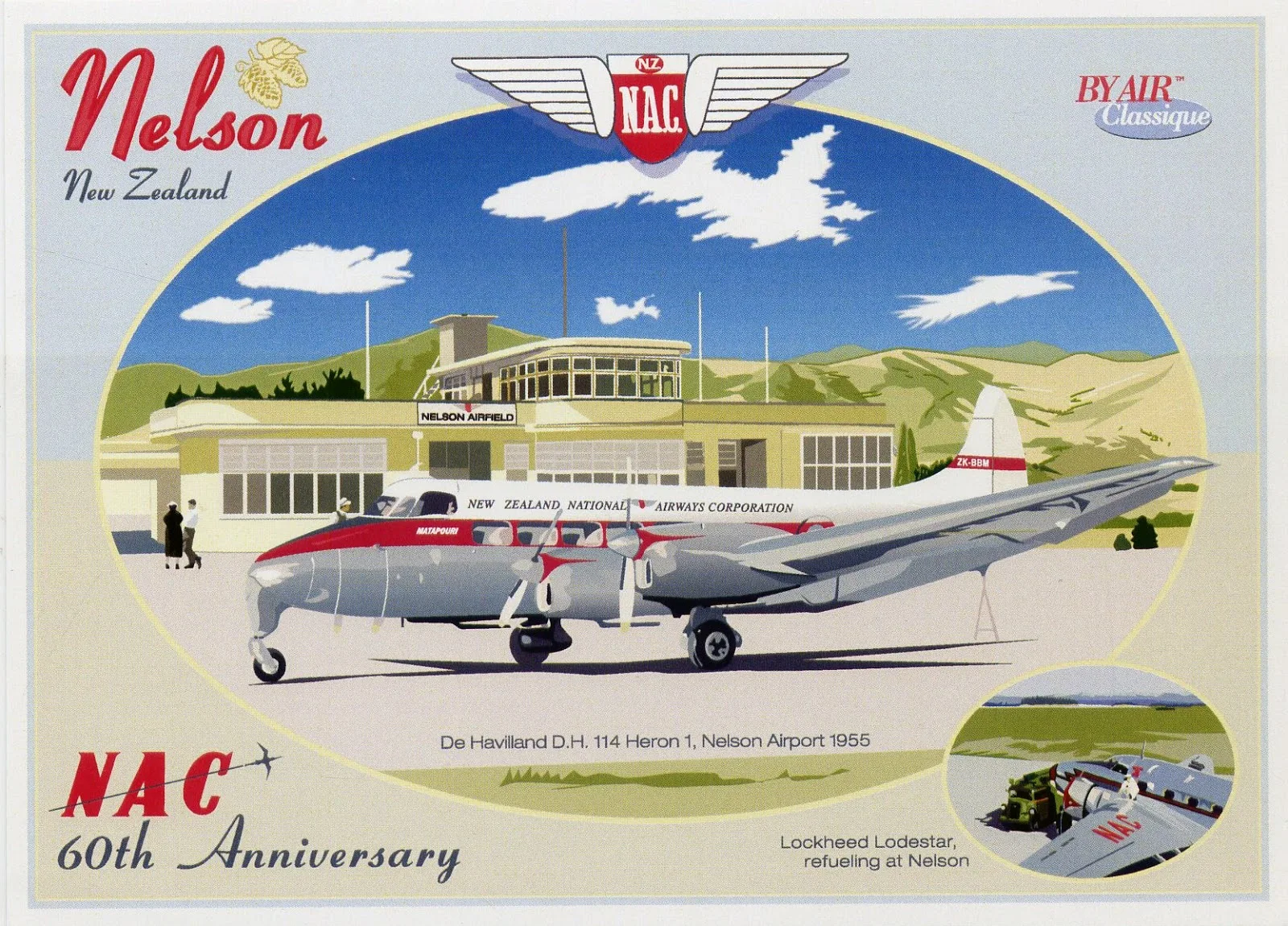 Новая Зеландия NZ National Airways NAC 60 летие путешествия классические наклейки на стену
