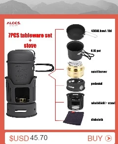 ALOCS CW-C05, походная портативная посуда, 10 шт., набор посуды для кемпинга, наборы чаш с сковородой, захват, Горшочек для пикника, барбекю