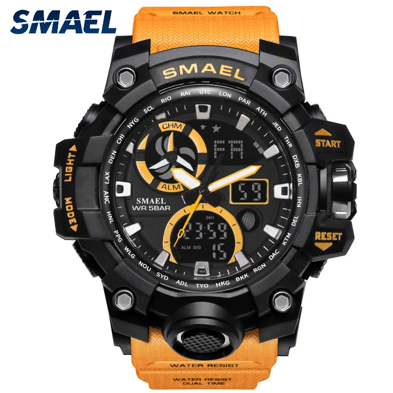 SMAEL водонепроницаемые военные мужские часы спортивные цифровые часы мужские наручные часы с двойным дисплеем кварцевые часы для мужчин Relogio Masculino - Цвет: 1