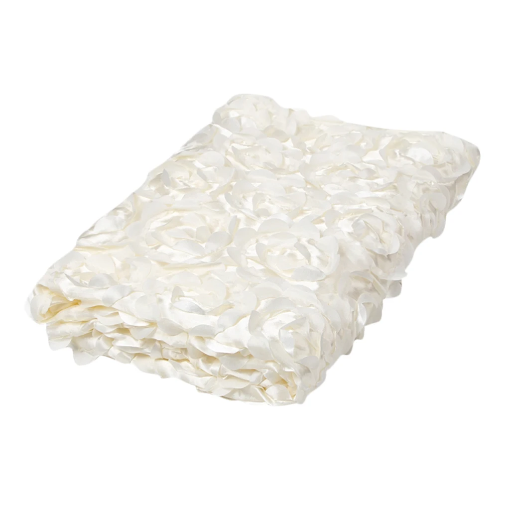 1Pc Polyester Newborn Infant Baby NEW 3D Rose Soft Blanket Photography Photo Props Backdrop Cream