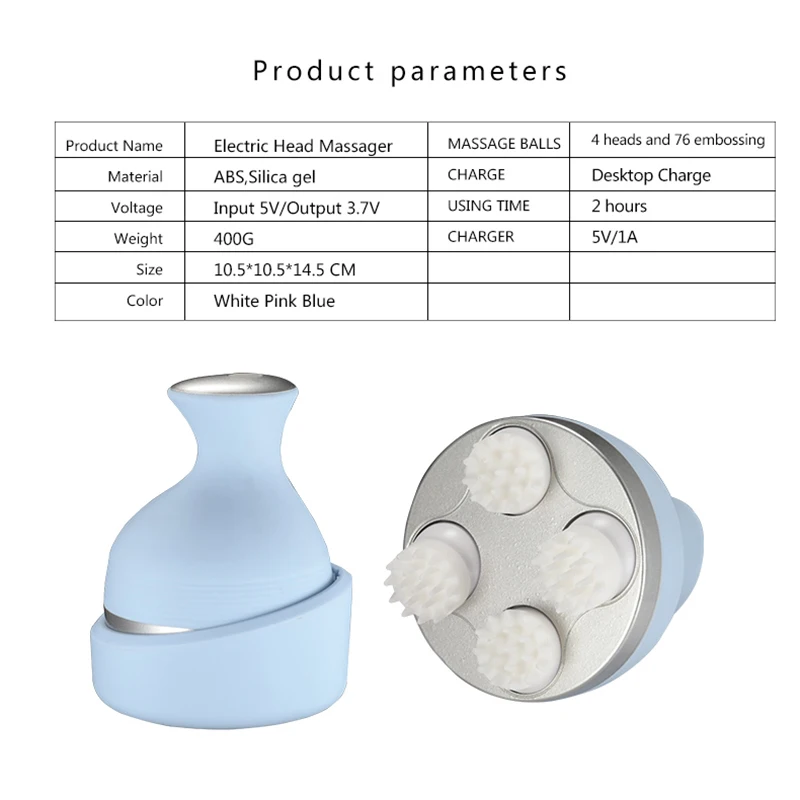 Беспроводной Электрический массажер для головы ручной Shiastu массажеры руководство 4 головки головы устройство для массажа и релаксации
