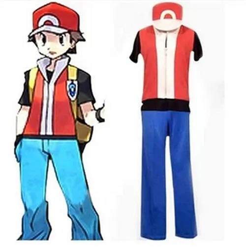 Красный Cosplay Costume Pokemon Trainer | Тематическая одежда и униформа