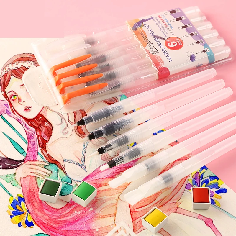 

3/6Pcs Watercolor Paint Brush Set Different Shape Soft Calligraphy Watercolor Painting Brush For Drawing Pen Art Supplies