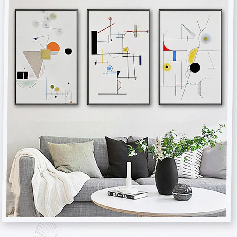 

Customization Nordic Soft Colour Art Circular Lines Color Lump Marbled Geometric Colour Block Oil Paintings Living Room Decor