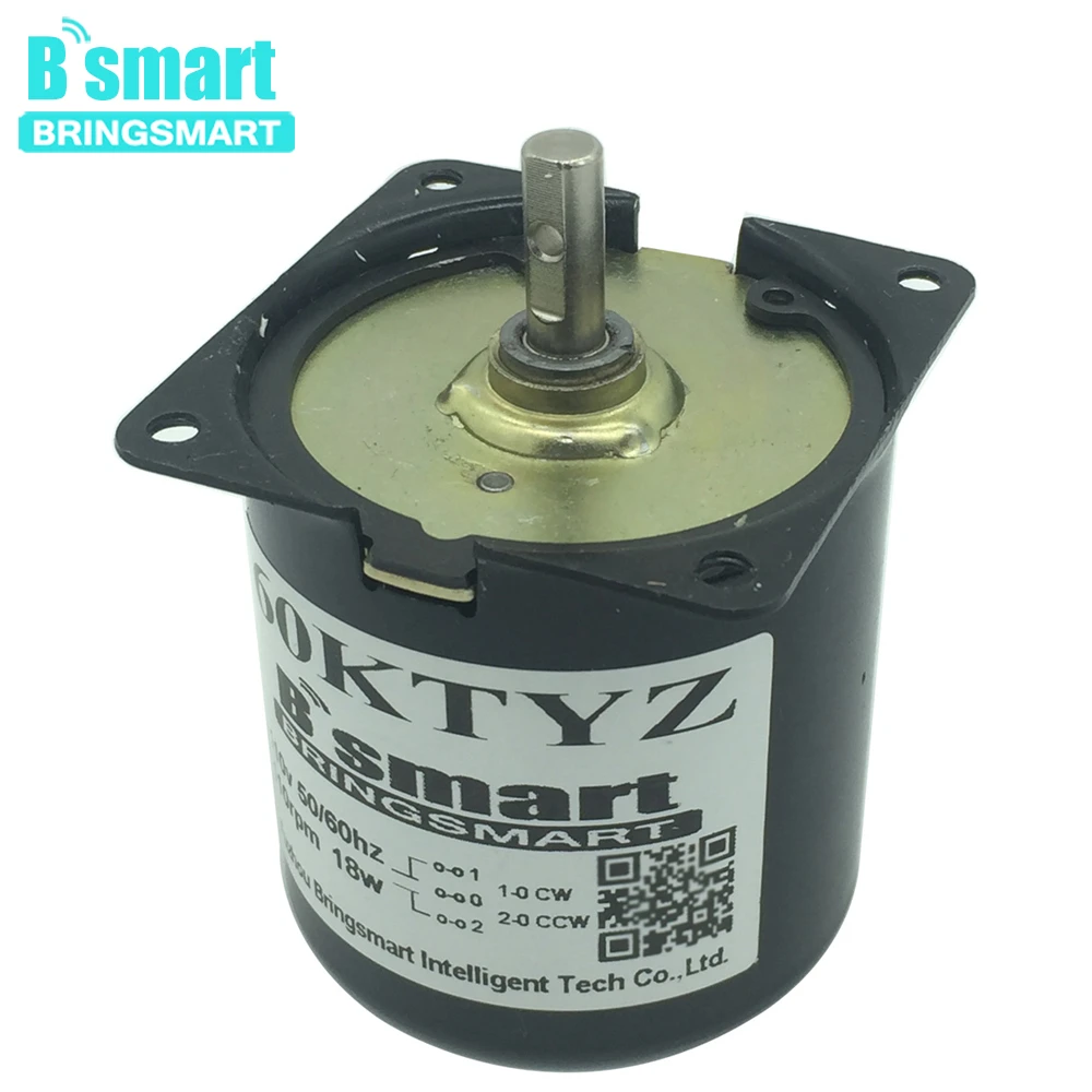 

Bringsmart AC 110V Gearbox Electric Motor 50/60HZ High Torque 14w Low Speed 2.5-100rpm AC Synchronous Motor 60KTYZ