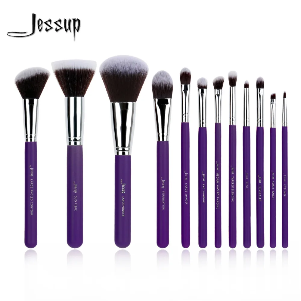 aliexpress buy jessup brand 12pcs purple silver professional makeup brush set make aliexpress buy jessup brand 12pcs purple silver professional makeup brush set make