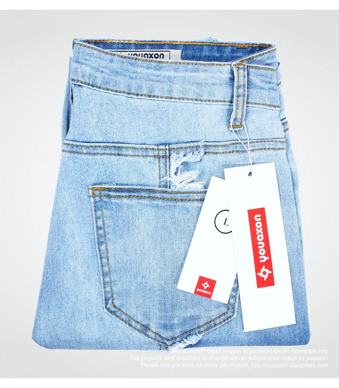2158 Youaxon Новое поступление, джинсы размера плюс с кисточками, женские Стрейчевые Лоскутные джинсовые узкие брюки-карандаш, брюки для женщин