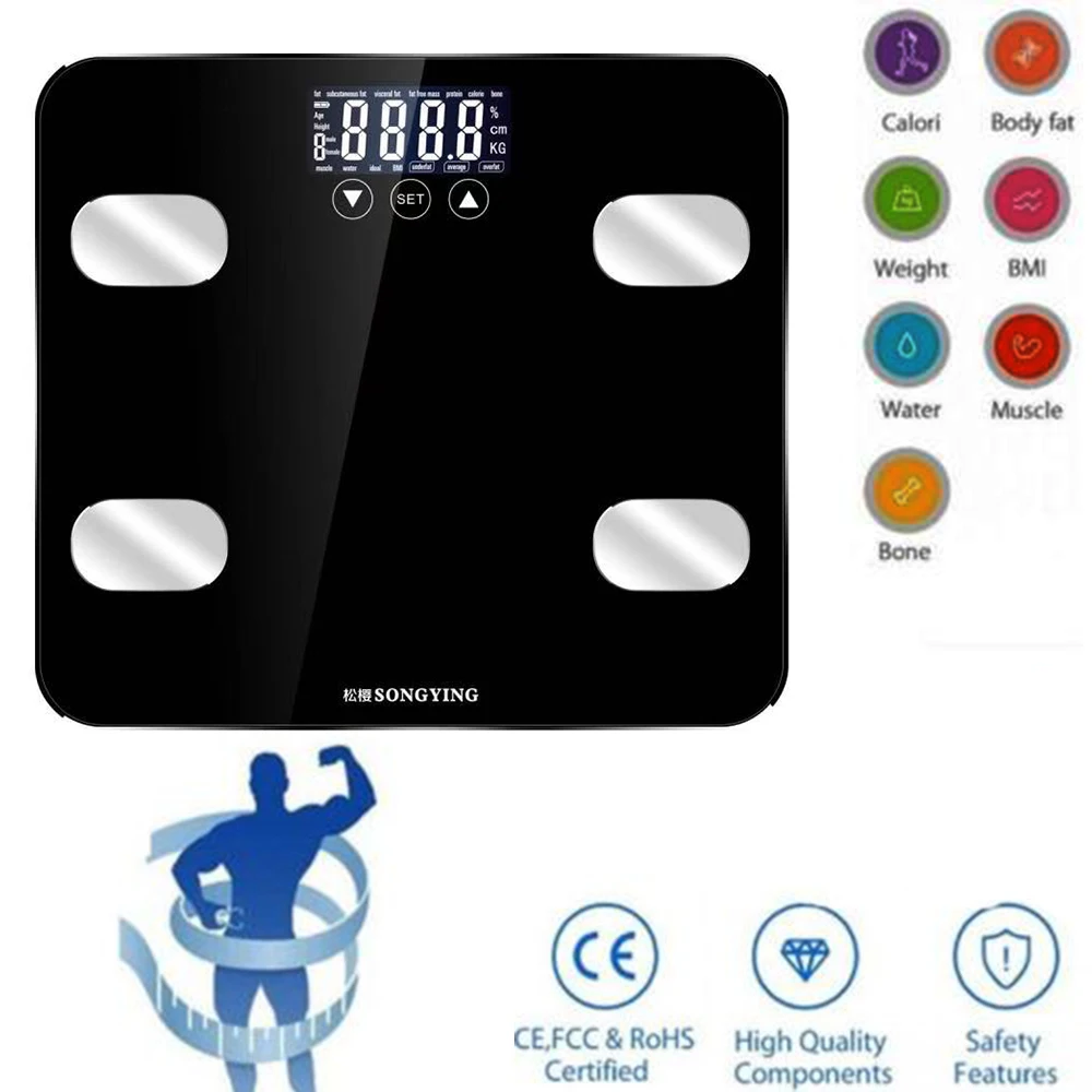 СВЕТОДИОДНЫЙ цифровой весовой напольные весы, напольные электронные весы, подкожные девять физических индикаторов, мониторинг