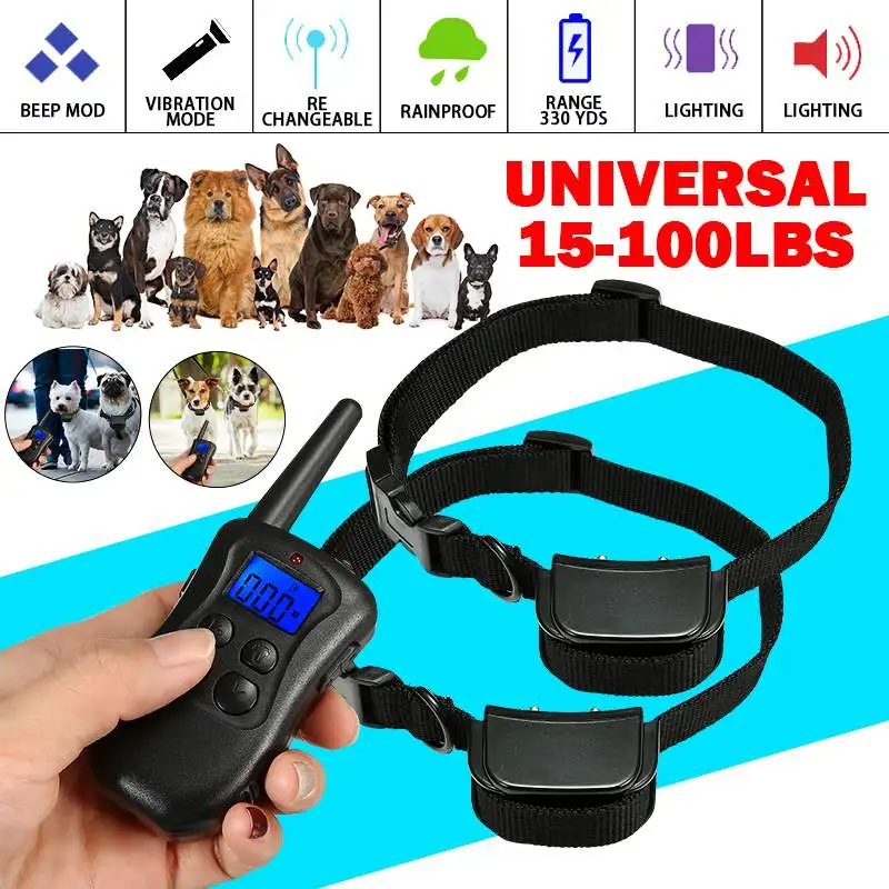 

Electric Shock Vibration Dog Training Collar Sets Rechargeable Rainproof 350m Remote Beep/Vibration/Static Stimulation