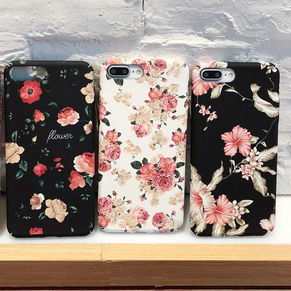 YAMIZOO Flower Case For iPhone 6 7 5s Cover 5 se Coque Shockproof PC Hard Luxury Phone Case For iPhone x 8 6s 6 Plus Case 7 Plus (5)