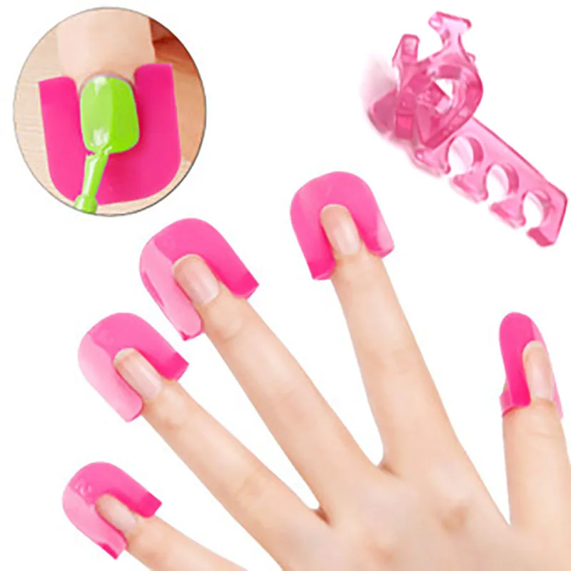 

1Pair +26Pcs Silicone Finger /Toe Elastic Corrector Separator 10 Sizes Curve Overflow Natural Nails Clip UV Gel Manicure Tools