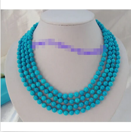 

classic 60" 10mm natural blue turquoise beads Necklace with 7" bracelet 925s^^^@^Noble style Natural Fine jewe fast SHIPPING