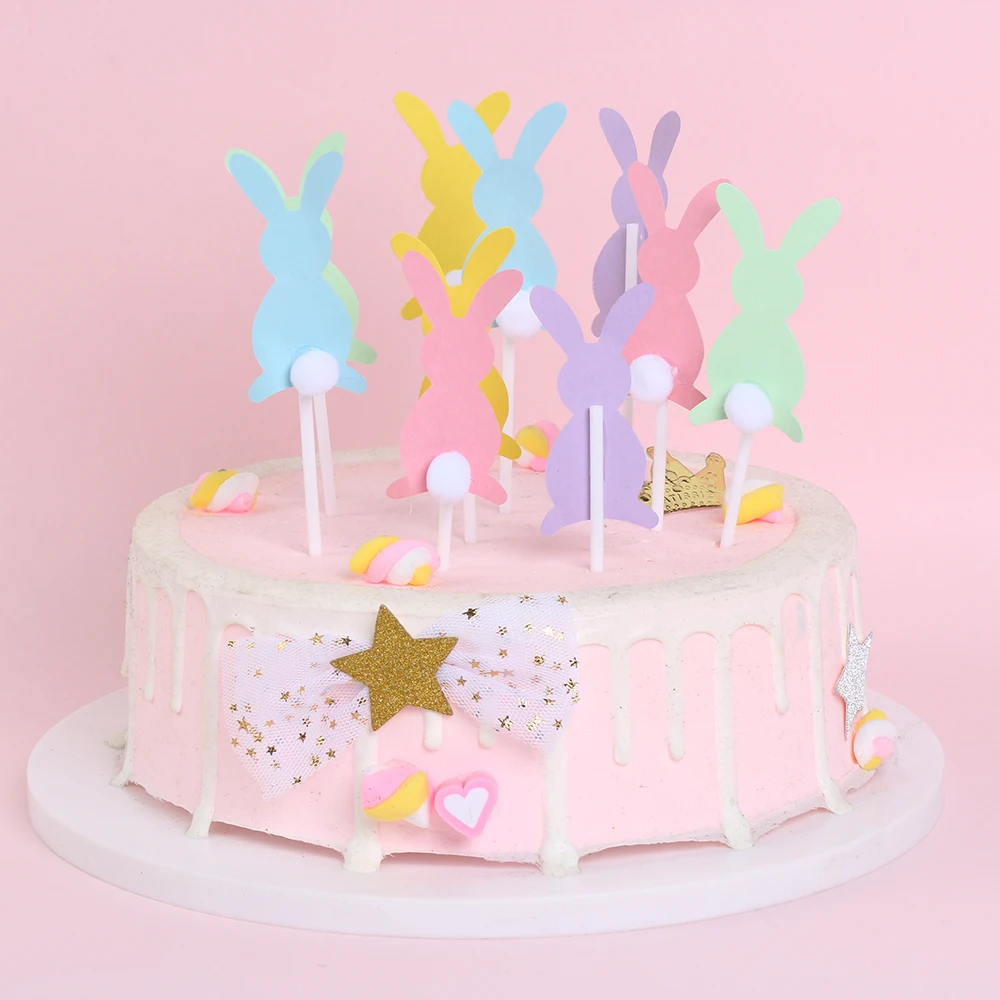 5 шт./компл. Пасхальный Кролик Торт Топперы милый счастливый день рождения, вечеринка, фестиваль поставки Пасхальный день рождения праздничный торт сувениры