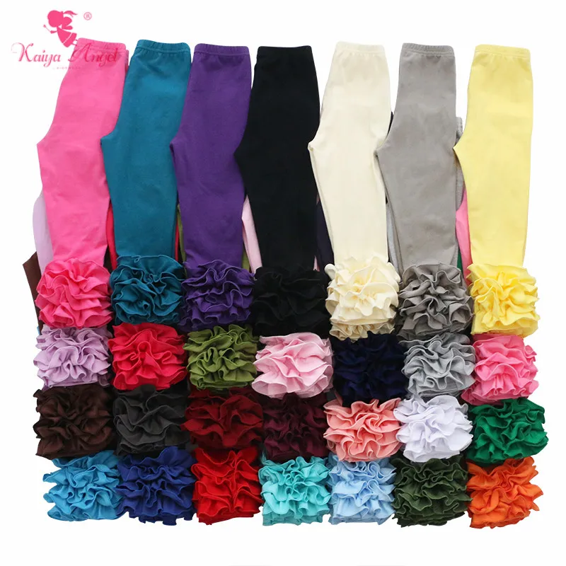 

Kaiya Angel 2018 Wholesale Solid Leggings for Kids Girl 3M-8Yeas Old Children Ruffles Pants Princess Boutique Clothes 5pcs/lot