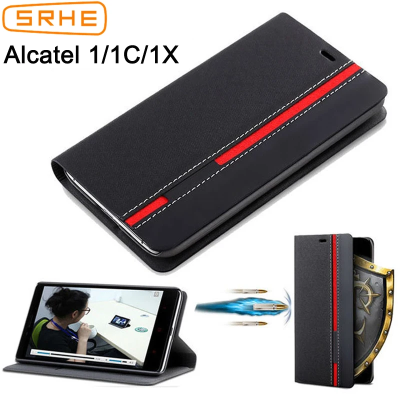 

SRHE For Alcatel 1 Case Cover Flip Leather Silicone Book Cover For Alcatel 1 5033D 5033 5033A 5033X 5033Y Phone Case