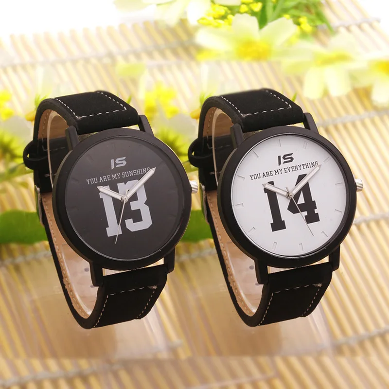 

1314 Korean Students Watch Digital  Pattern Unisex Couple Table Fashion Casual Leather  Strap Watch