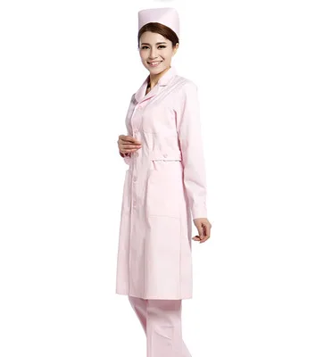 Осенняя и зимняя одежда с длинными рукавами для медсестры, аптека, косметический стоматологический для ротовой полости, тренировочные Комбинезоны для доктора, обслуживающий белый лабораторный халат XL - Цвет: Розовый