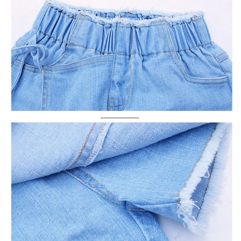Корейский стиль, летние шорты для девочек джинсовые шорты с высокой талией юбка с шортами для детей, плиссированная юбка-шорты высокого качества