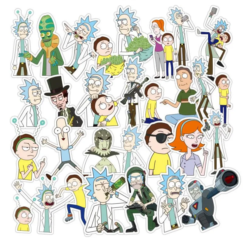 

25 50 100Pcs American Drama Rick and Morty Stickers Stickers Decal For Snowboard Luggage Car Fridge Car- Styling Laptop