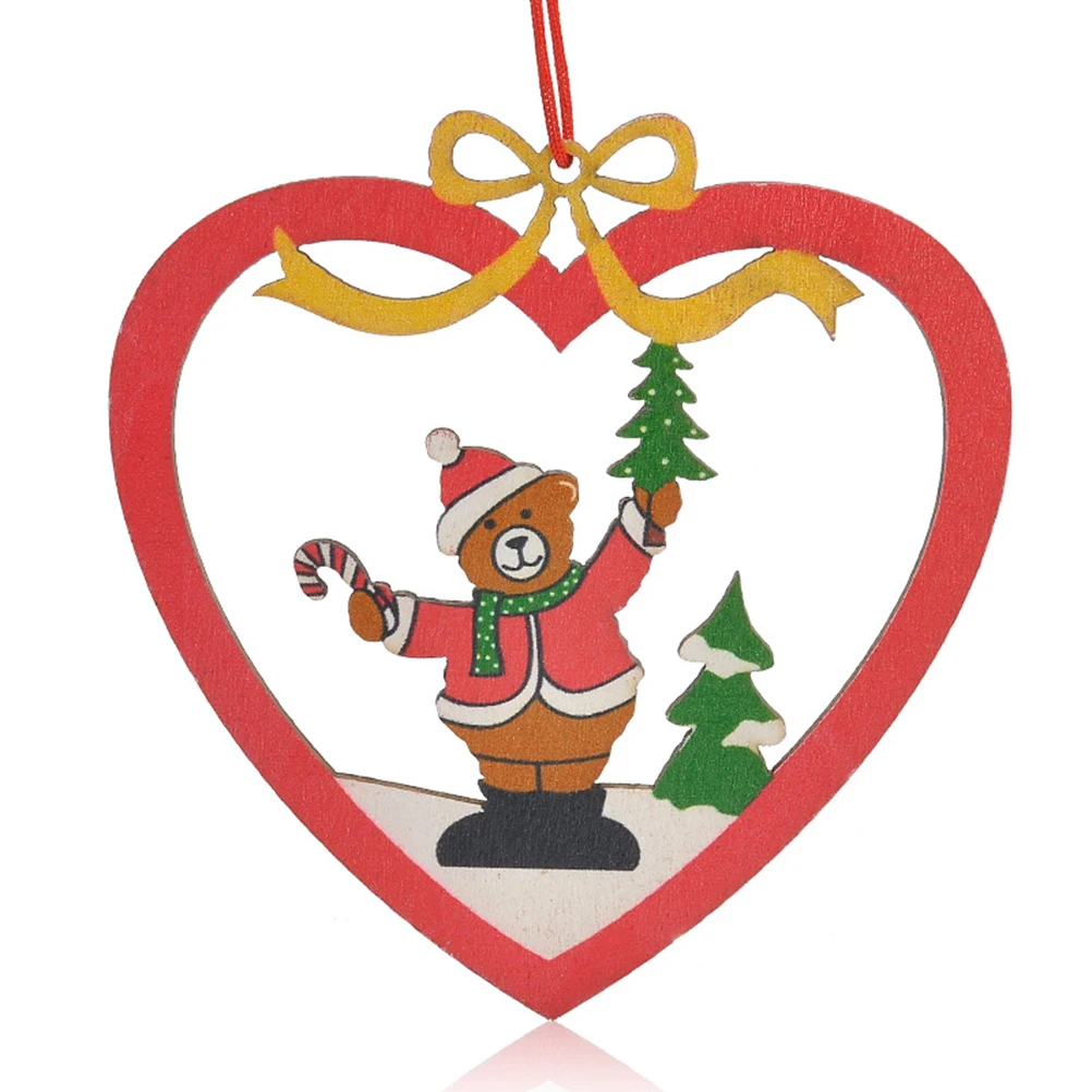 12 шт. ассорти деревянные Рождество Висит Кулон Сердце Звезда Форма мультфильм