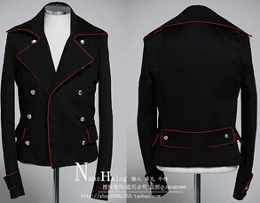 Новая мужская мода с большим отворотом двубортная куртка пальто Корейская версия Повседневная тонкая ночной клуб, сценические костюмы одежда - Цвет: Черный