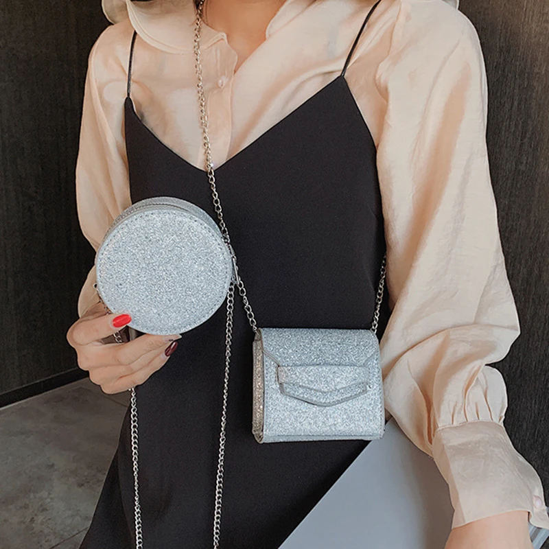 FEMALEE INS حار بو التمساح مصغرة مخلب النساء لطيف صغيرة Crossbody أكياس مربع دائرة الإناث سلاسل الأزياء حزب حقائب كتف