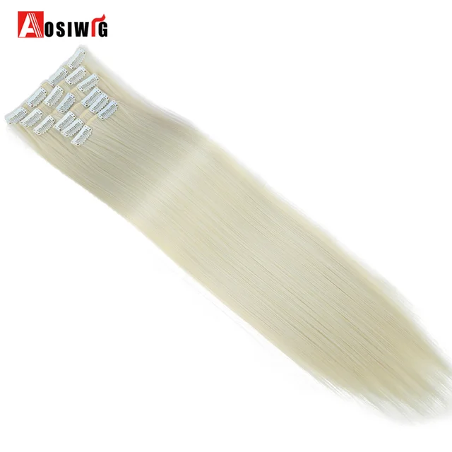 Special Offers AOSIWIG 6Pcs Long 24 inches Striaght Real Thick Full Head Clip in on Hair Extensions Natural Synthetic Hairpieces for human Special Offers AOSIWIG 6Pcs Long 24 inches Striaght Real Thick Full Head Clip in on Hair Extensions Natural Synthetic Hairpieces for human