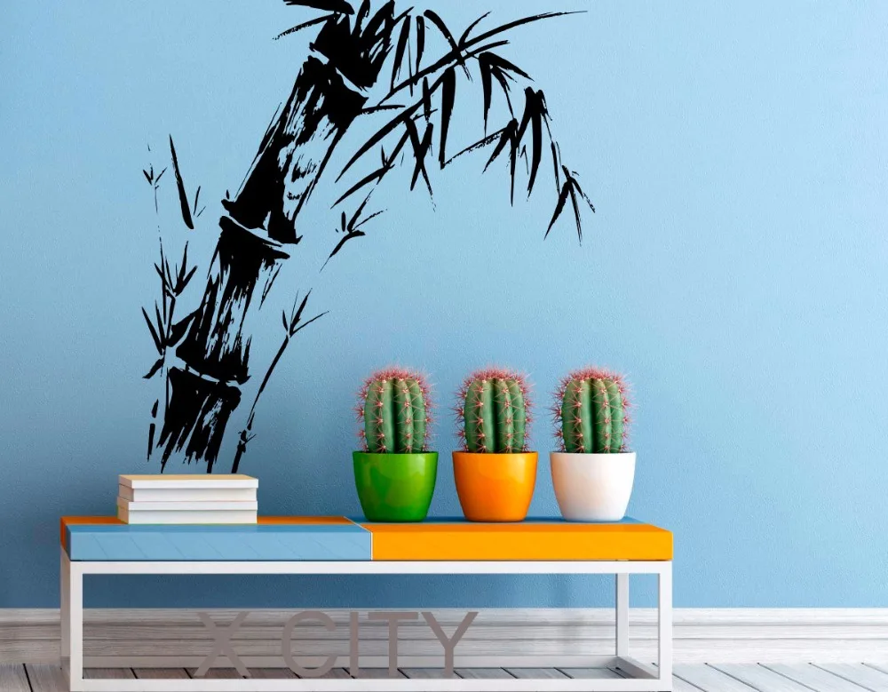 Bamboo Stalk Wall Decal Zen Plant Vinyl Stickers Chinese Landscape Home