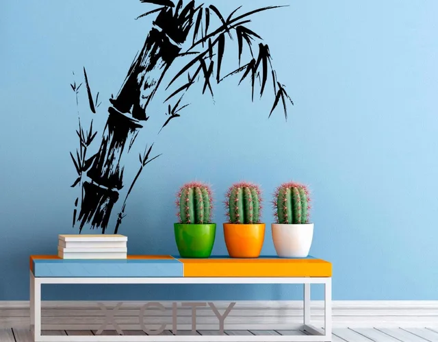 bamboo stalk wall decal zen plant vinyl stickers chinese landscape