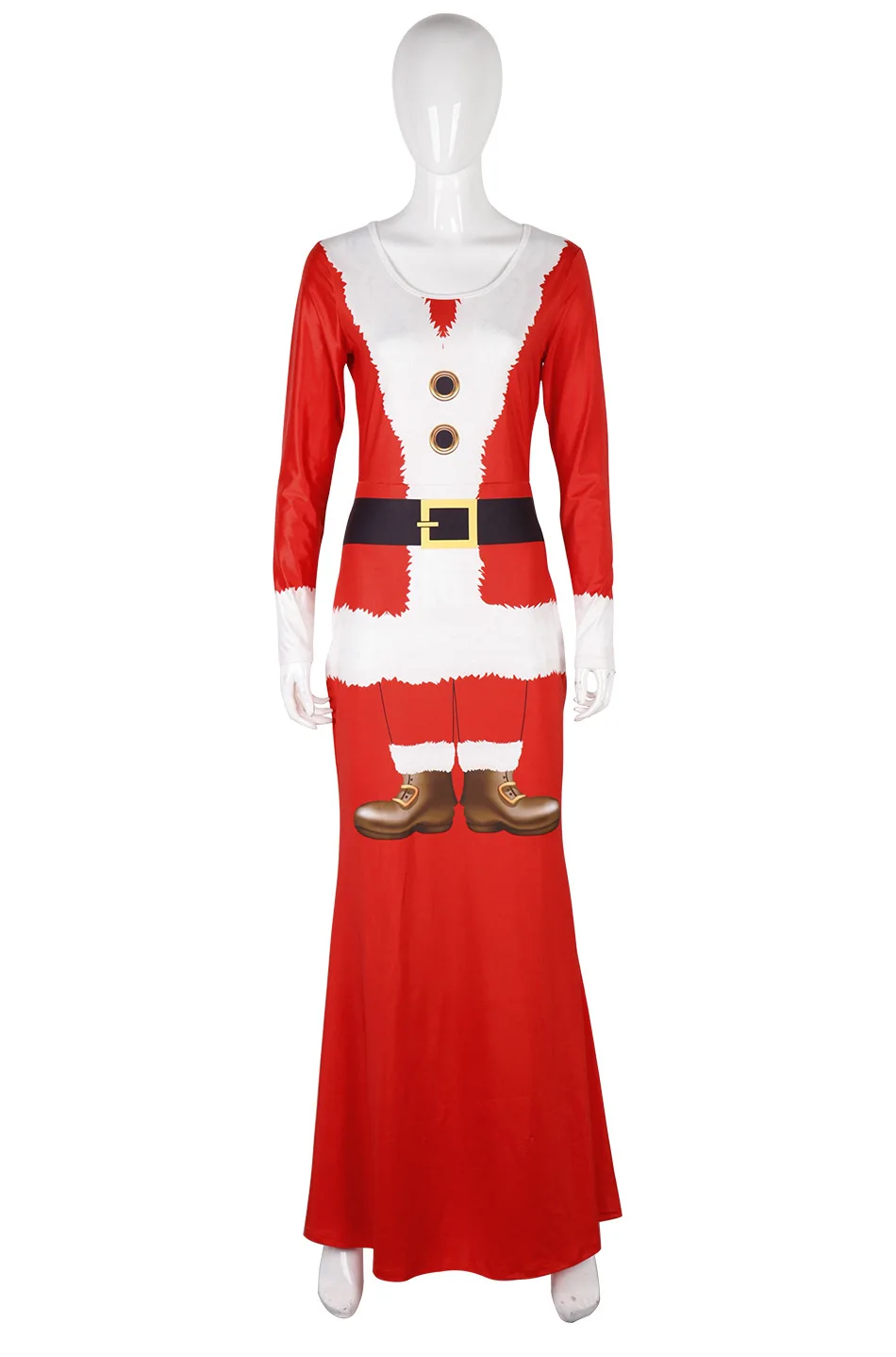 Costumebuy Рождественский костюм фестивальное платье крепежа костюмы Для женщин Цифровая печать рождественское платье L920